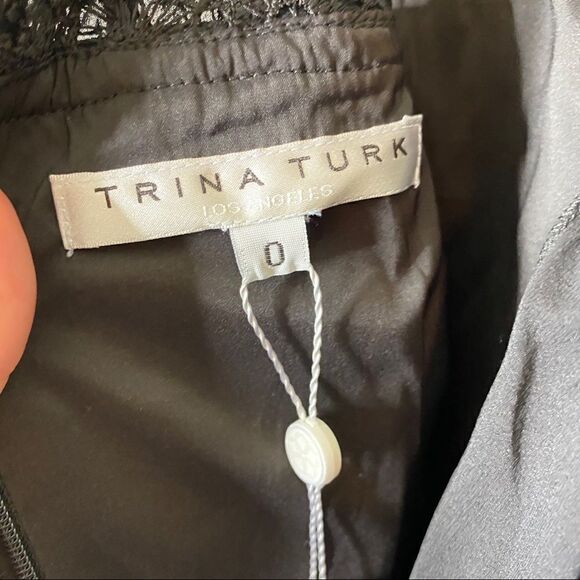 Trina Turk Black Cold Shoulder Mini Dress Size 0 - Picture 7 of 8